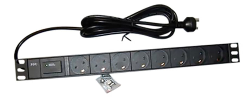 STRØMPANEL 8XEDB+EDB PLUG. 10A. SORT